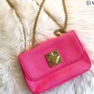 Kate Spade Vibrant Pink Crossbody Bag with Gold Chain
